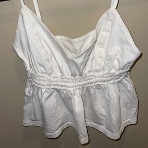 White sinch waist cami top
